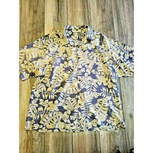 Breakwater Button XL Casual Hawaiian Short Sleeve Rayon Blue/Tan Men's